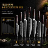 8-Piece Walnut Handle High Carbon Stainless Steel Knife Set – Kitchen Essentials