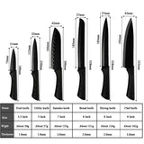 8 Pcs High Quality Stainless Steel Black Kitchen Knives Set With Holder Sharpener - Fansee Australia