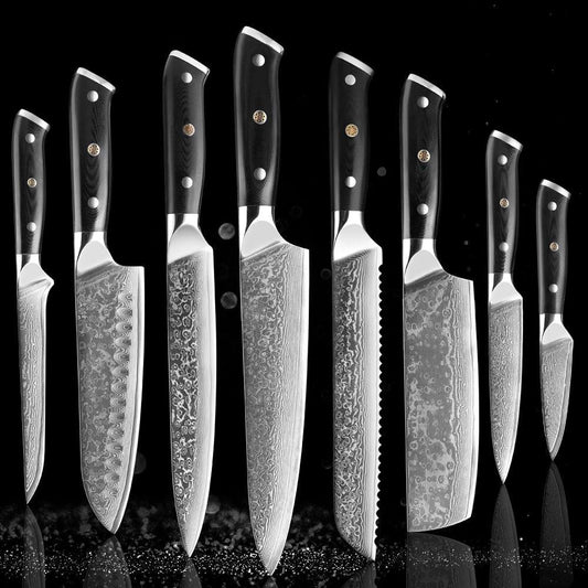 8-Piece 67-Layer Damascus Steel Chef Knife Set – Japanese Precision - Fansee Australia