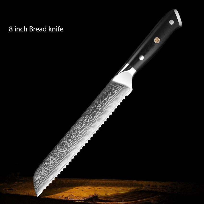 8-Piece 67-Layer Damascus Steel Chef Knife Set – Japanese Precision - Fansee Australia