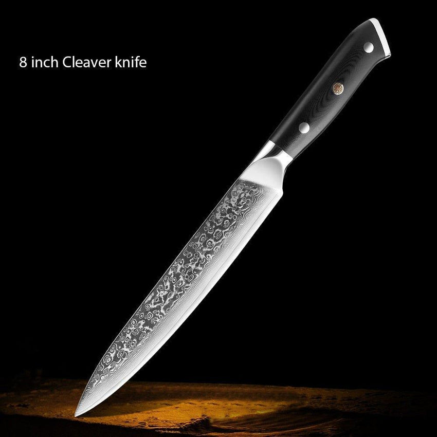8-Piece 67-Layer Damascus Steel Chef Knife Set – Japanese Precision - Fansee Australia