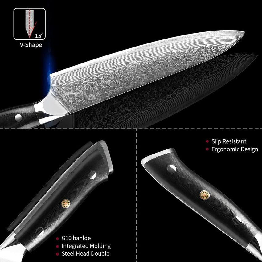 8-Piece 67-Layer Damascus Steel Chef Knife Set – Japanese Precision - Fansee Australia