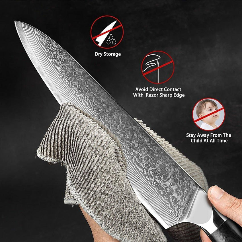 8-Piece 67-Layer Damascus Steel Chef Knife Set – Japanese Precision - Fansee Australia
