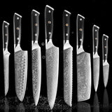 8-Piece 67-Layer Damascus Steel Chef Knife Set – Japanese Precision - Fansee Australia
