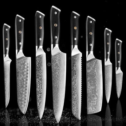 8-Piece 67-Layer Damascus Steel Chef Knife Set – Japanese Precision - Fansee Australia