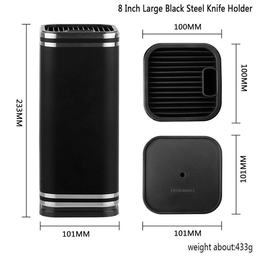 8-Piece Black Kitchen Knife Set – Stainless Steel with Block - Fansee Australia