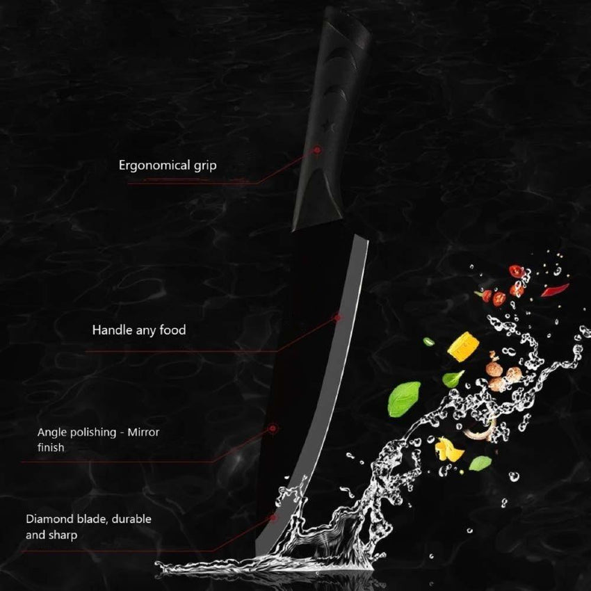 8-Piece Black Kitchen Knife Set – Stainless Steel with Block - Fansee Australia