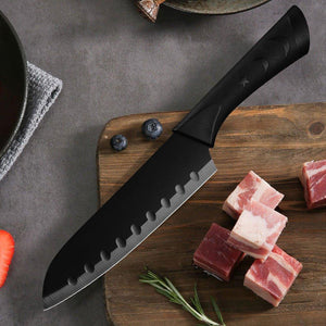 8-Piece Black Kitchen Knife Set – Stainless Steel with Block - Fansee Australia