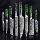 8-Piece Green Handle Knife Set – Stainless Steel Essentials - Fansee Australia