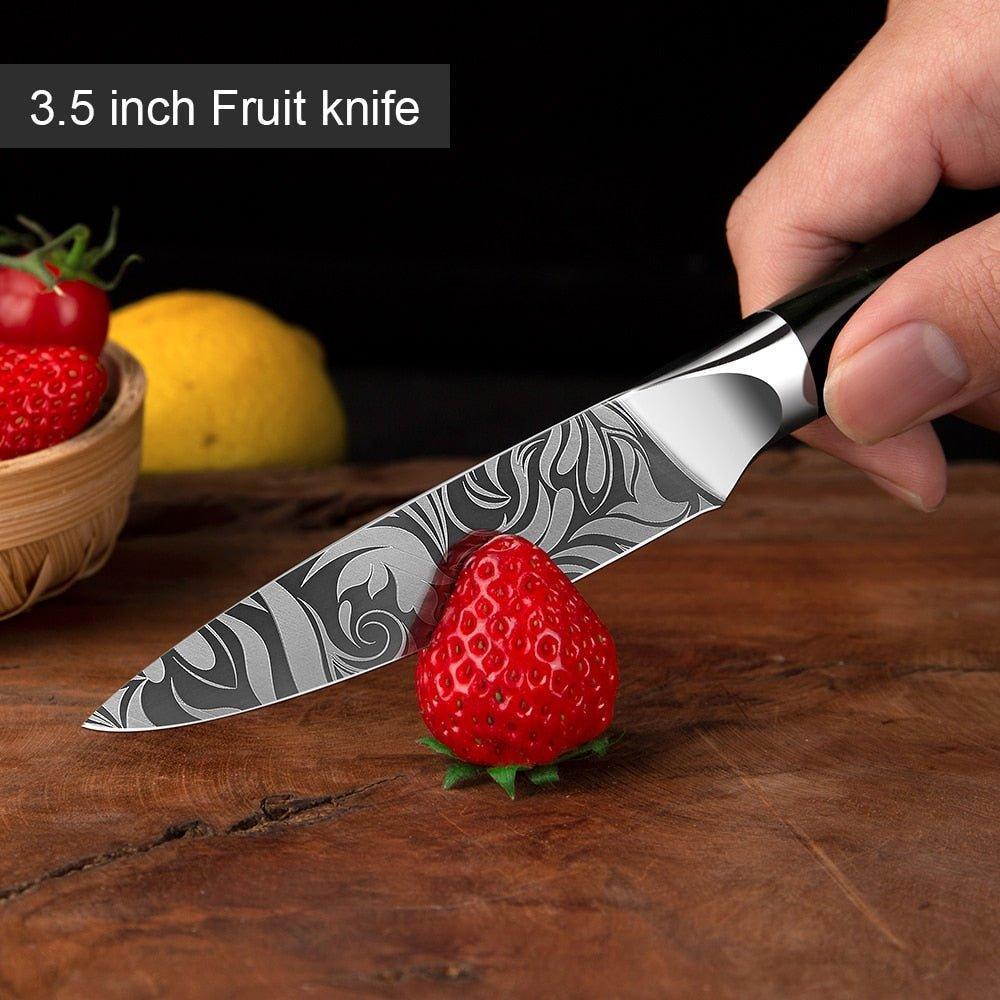8-Piece Green Handle Knife Set – Stainless Steel Essentials - Fansee Australia