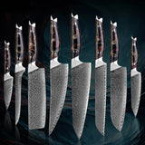 8-Piece VG10 Core Japanese Damascus Knife Set – Full Kitchen Range - Fansee Australia