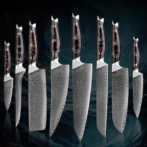 8-Piece VG10 Core Japanese Damascus Knife Set – Full Kitchen Range - Fansee Australia