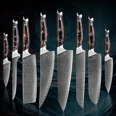 8-Piece VG10 Core Japanese Damascus Knife Set – Full Kitchen Range - Fansee Australia