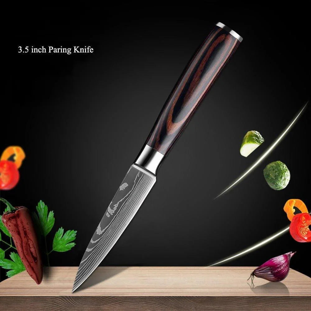 8-Piece Walnut Handle High Carbon Stainless Steel Knife Set – Kitchen Essentials - Fansee Australia