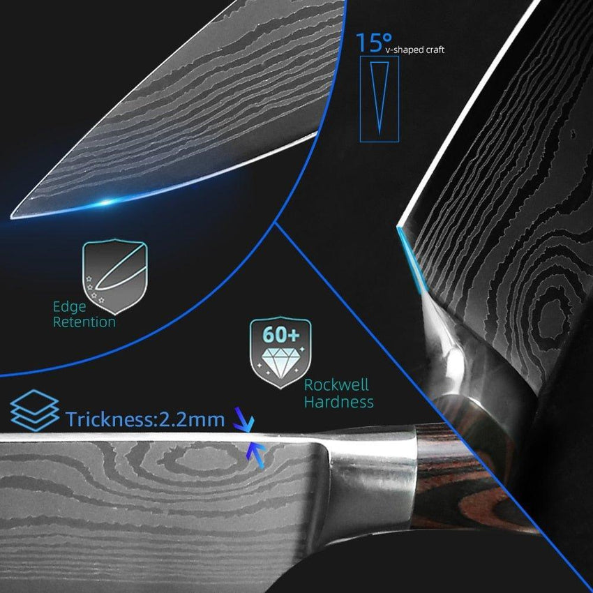 8-Piece Walnut Handle High Carbon Stainless Steel Knife Set – Kitchen Essentials - Fansee Australia