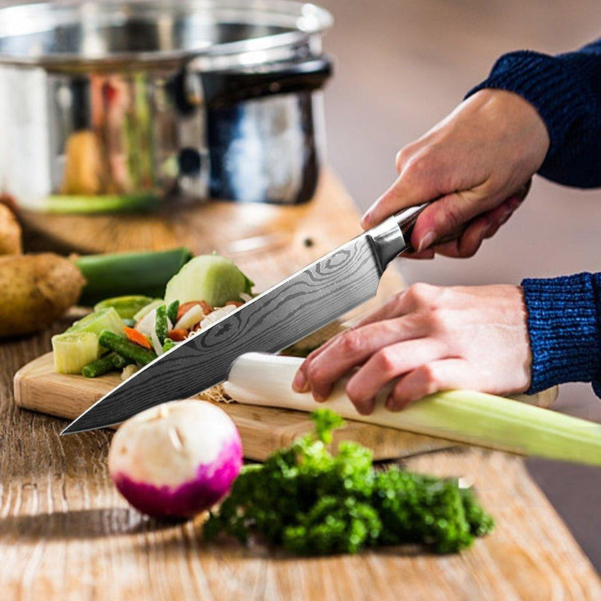 8-Piece Walnut Handle High Carbon Stainless Steel Knife Set – Kitchen Essentials - Fansee Australia