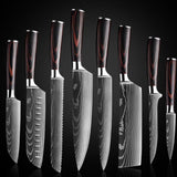 8-Piece Walnut Handle High Carbon Stainless Steel Knife Set – Kitchen Essentials - Fansee Australia