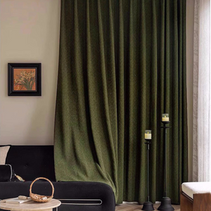 Verdant Loom Textured Chenille Curtain Panel – Vintage Green Drapery