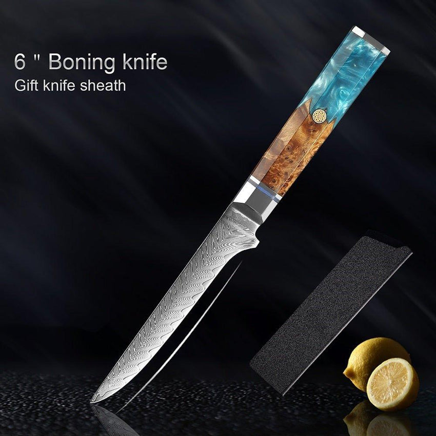9-Piece Japanese Damascus Steel Chef Knife Set – Razor Sharp Blades - Fansee Australia