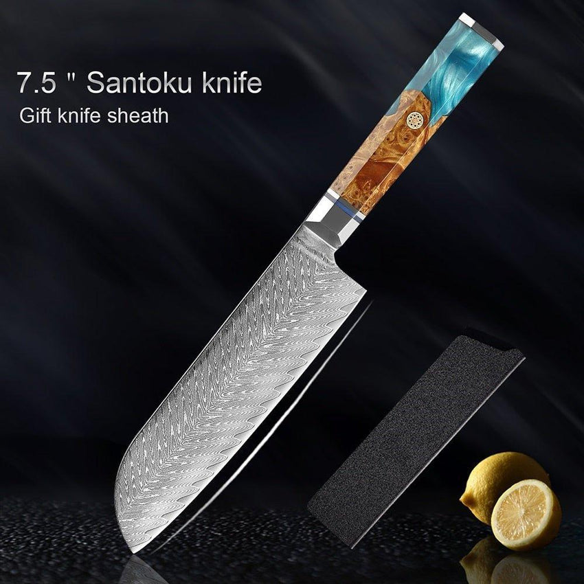 9-Piece Japanese Damascus Steel Chef Knife Set – Razor Sharp Blades - Fansee Australia