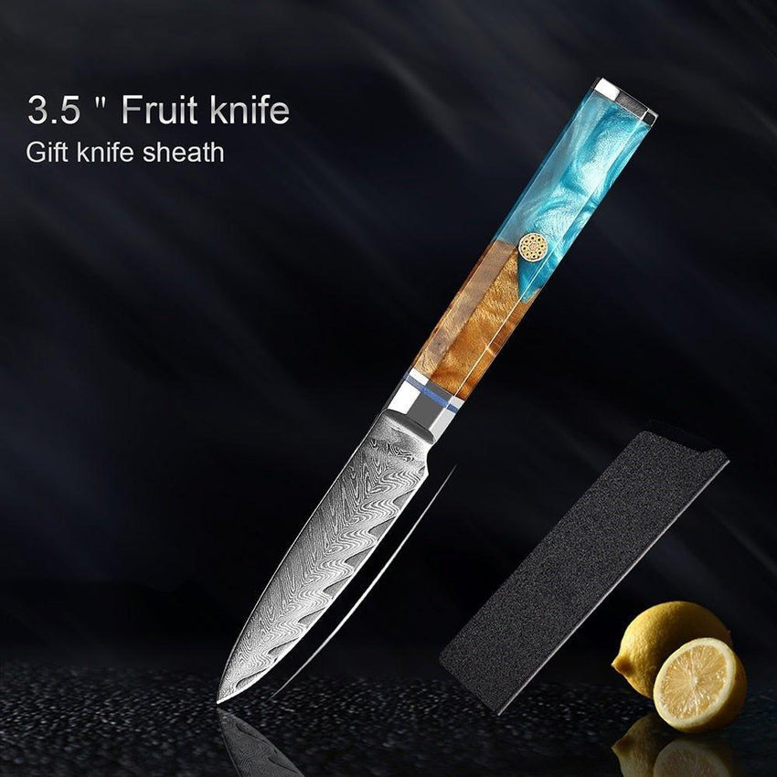 9-Piece Japanese Damascus Steel Chef Knife Set – Razor Sharp Blades - Fansee Australia