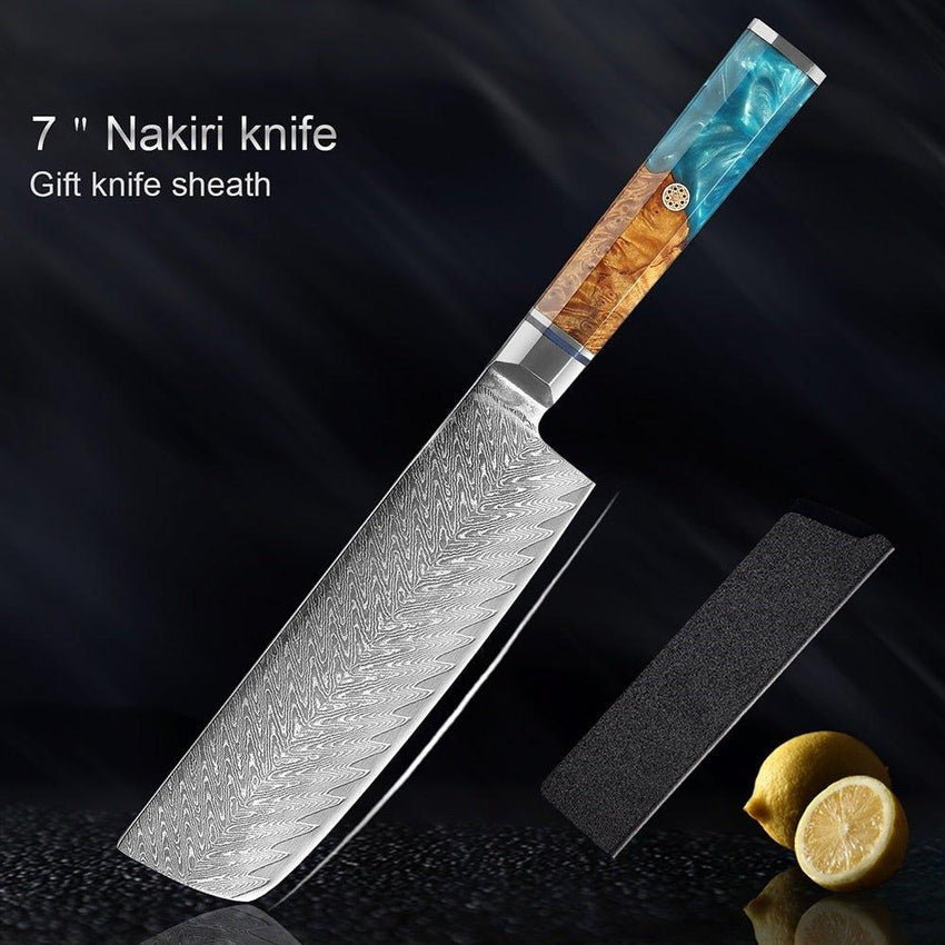9-Piece Japanese Damascus Steel Chef Knife Set – Razor Sharp Blades - Fansee Australia