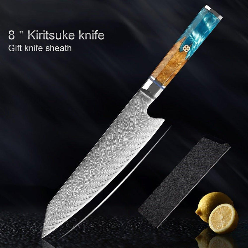 9-Piece Japanese Damascus Steel Chef Knife Set – Razor Sharp Blades - Fansee Australia