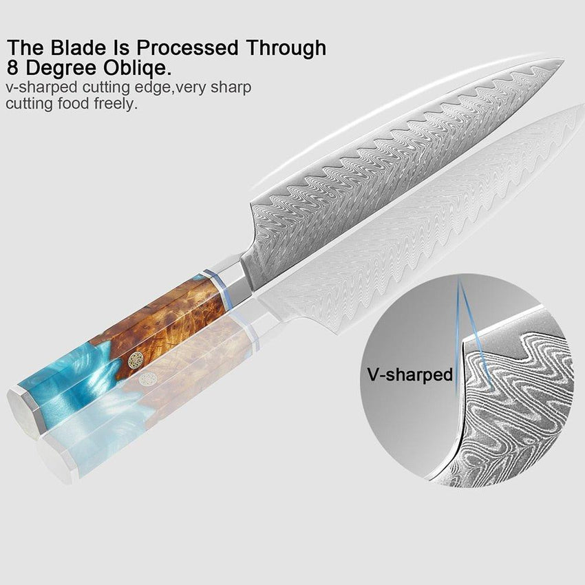 9-Piece Japanese Damascus Steel Chef Knife Set – Razor Sharp Blades - Fansee Australia