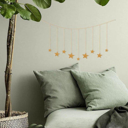 9Pcs Wood Gold Star Garland Wall Decoration Set - Fansee Australia