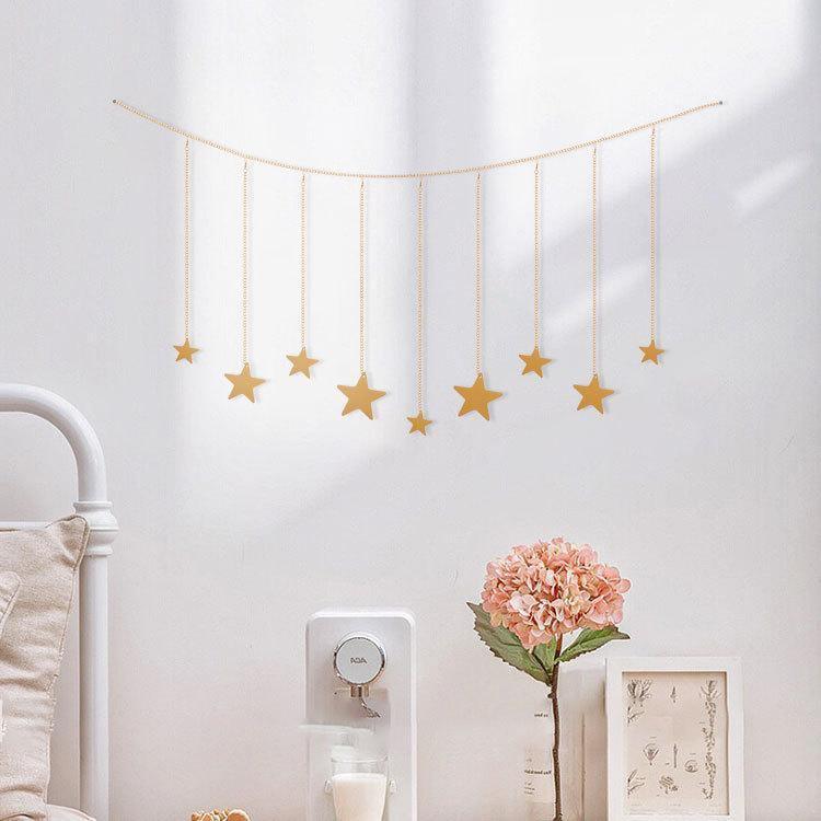 9Pcs Wood Gold Star Garland Wall Decoration Set - Fansee Australia