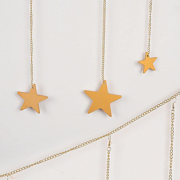 9Pcs Wood Gold Star Garland Wall Decoration Set - Fansee Australia