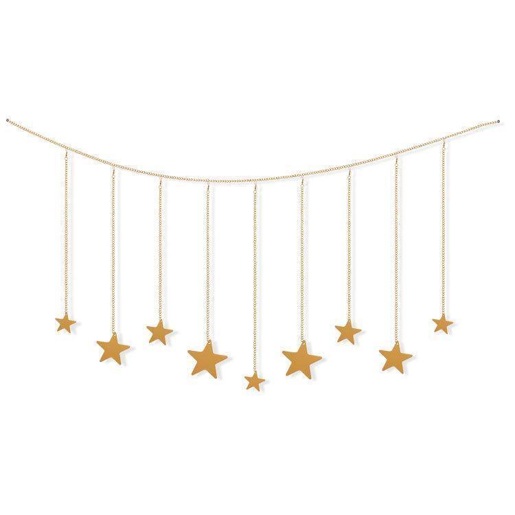 9Pcs Wood Gold Star Garland Wall Decoration Set - Fansee Australia