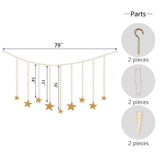 9Pcs Wood Gold Star Garland Wall Decoration Set - Fansee Australia