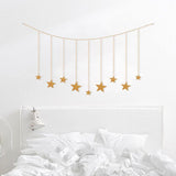 9Pcs Wood Gold Star Garland Wall Decoration Set - Fansee Australia