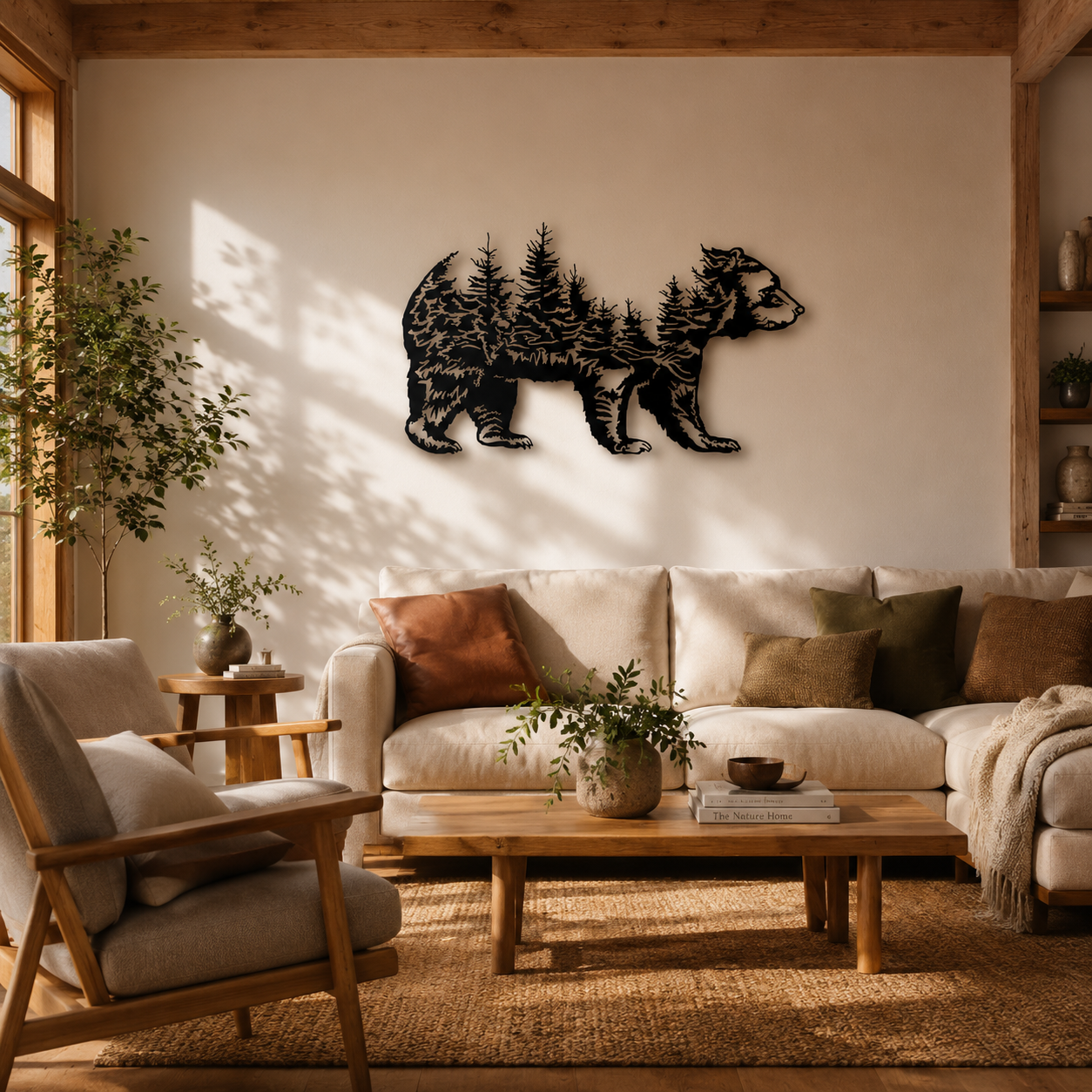Bear & Forest Silhouette Metal Wall Art