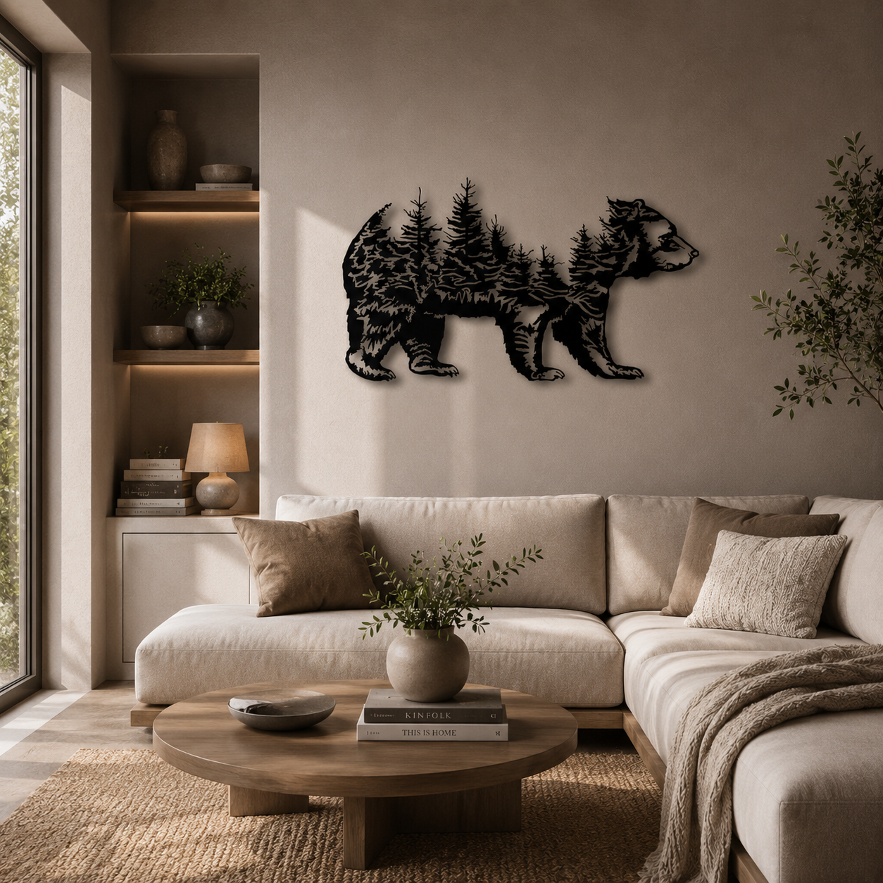Bear & Forest Silhouette Metal Wall Art