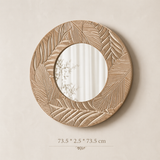 Solstice Carved Wood Round Wall Mirror – Natural Artisan Frame