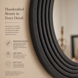 Noir Ridge Round Wall Mirror – Textured Black Statement Frame