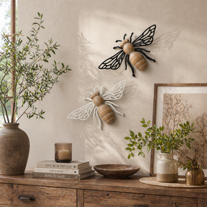 Honey Grove Wooden Bee Wall Art – Rustic Metal & Wood Wall Décor