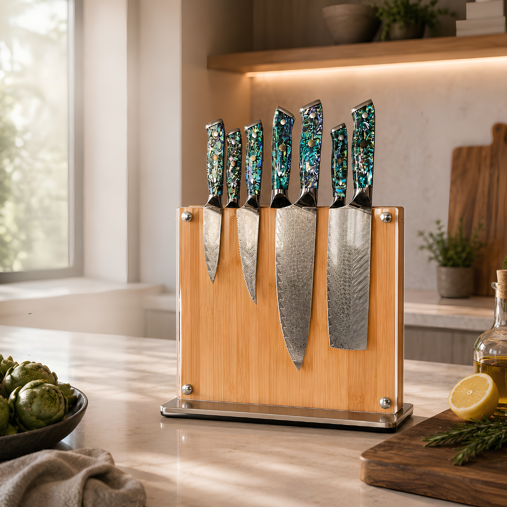 Artisan Edge Magnetic Knife Block – Premium Double-Sided Bamboo Knife Holder