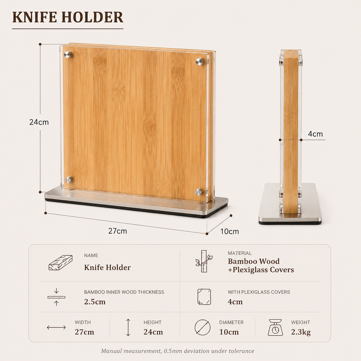 Artisan Edge Magnetic Knife Block – Premium Double-Sided Bamboo Knife Holder