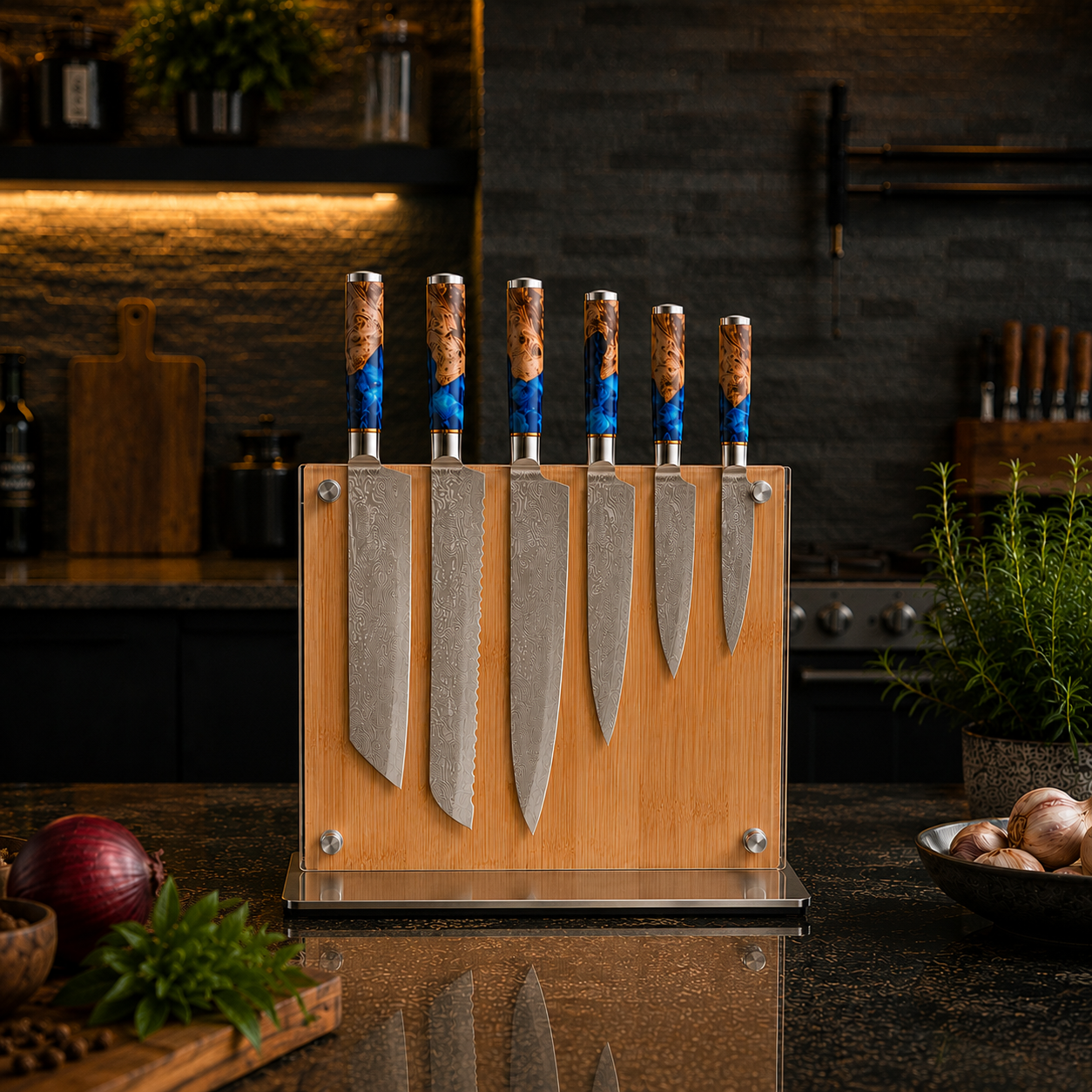 Artisan Edge Magnetic Knife Block – Premium Double-Sided Bamboo Knife Holder