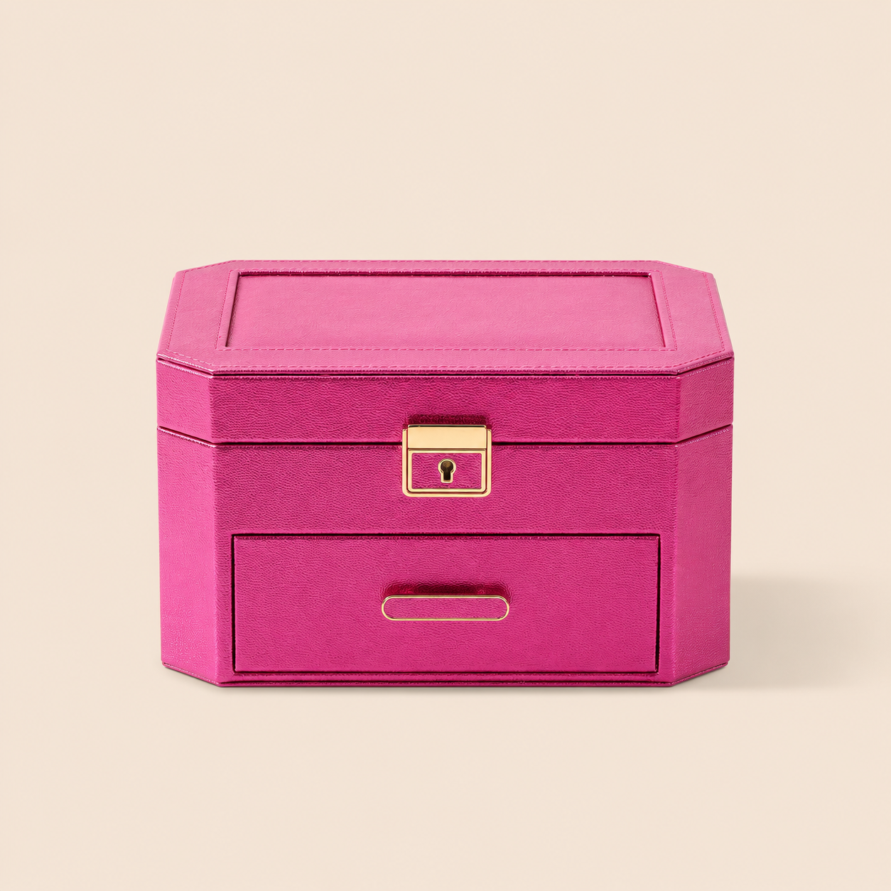 Large Jewellery Box with Drawer & Lock – Two-Tier Jewellery Organiser