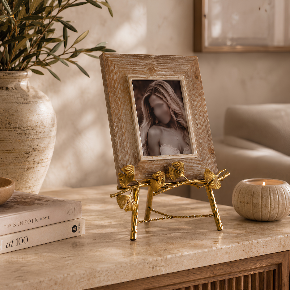 Fansee® Ginkgo Gold Photo Frame With Display Stand