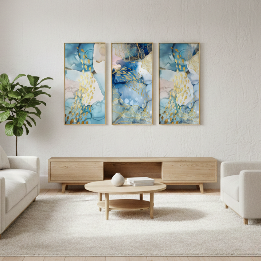 Golden Fish Symphony Abstract Framed Wall Art