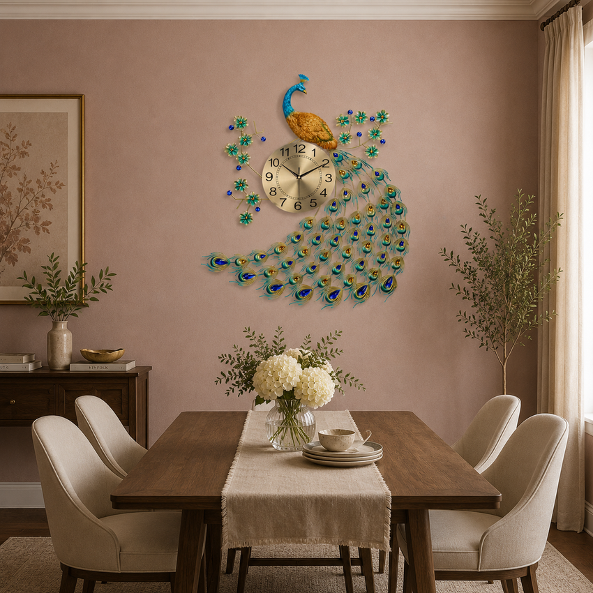 Gorgeous Large Peacock Wall Clock - Fansee Australia