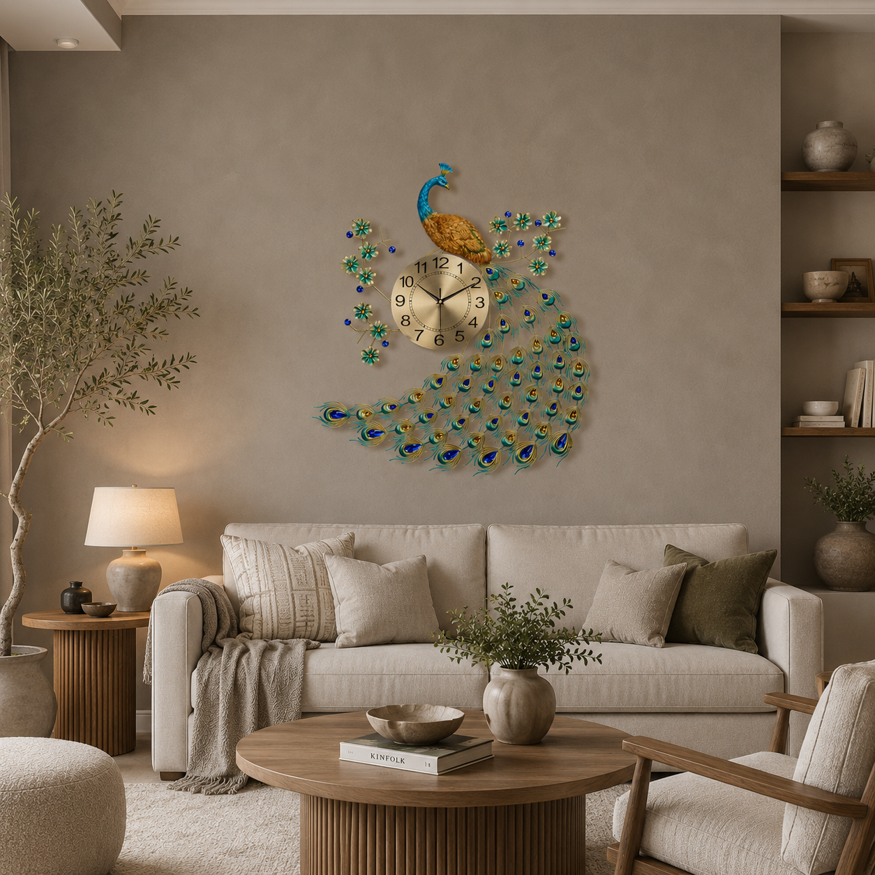 Gorgeous Large Peacock Wall Clock - Fansee Australia