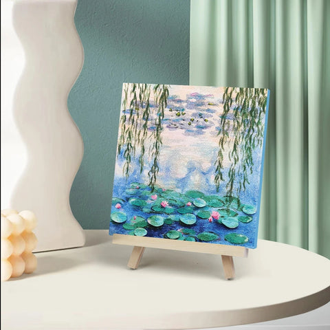 Water Lily Textured Art Kit – Monet-Inspired DIY Gift Box with Easel