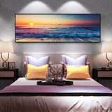 Sunset Symphony – Beach Horizon Framed Wall Art (50x150cm)