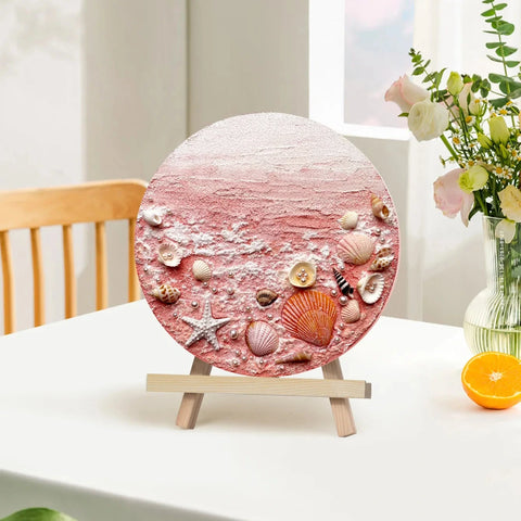 Coastal Calm DIY Seashell Painting Kit – 3D Round Relief Art with Quartz Sand